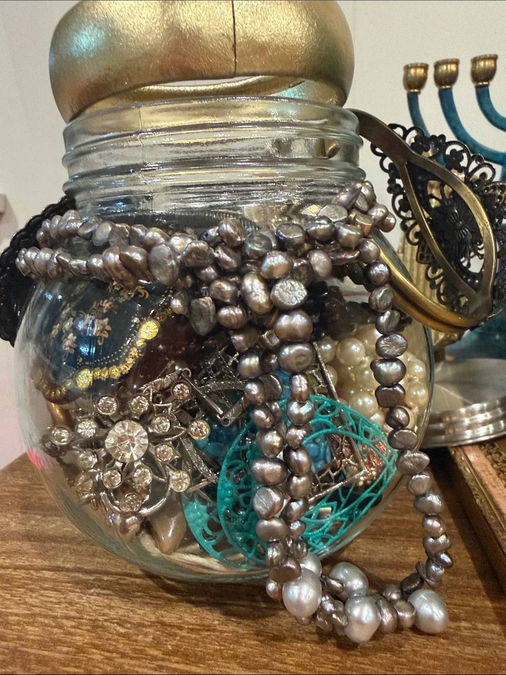 Luxe dark moody glam boho Mystery Jewelry Jar